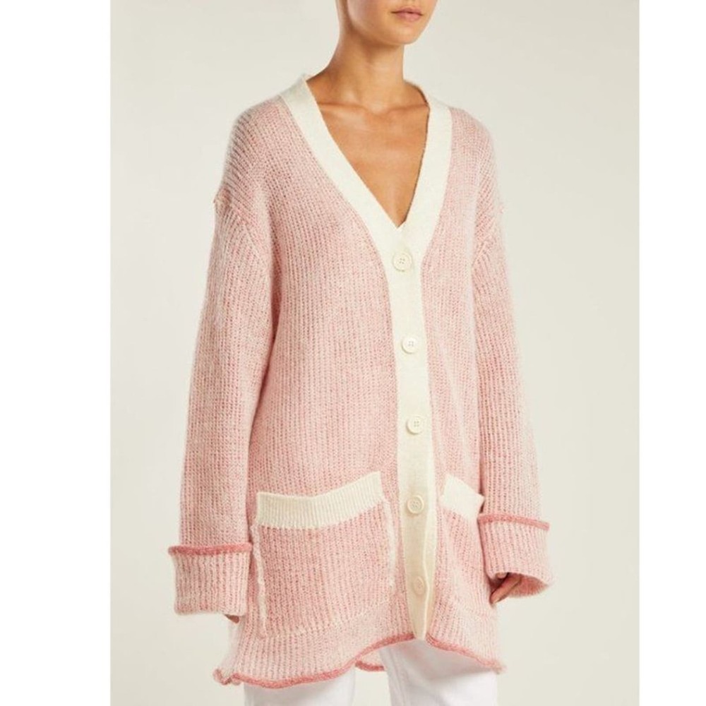 Maison Margiela Pink Mohair Button Front Cardigan Size M